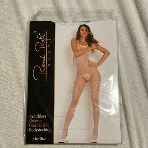 NWT Rene Rofe Crotchless Quarter Crochet Net Bodystocking